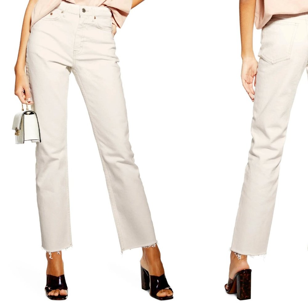 Topshop straight leg raw hem jeans